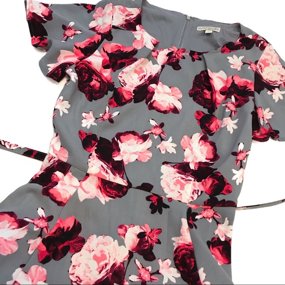 [SOLD] NY&C Eva Mendes Gray Floral Dress - Picture 2 of 7